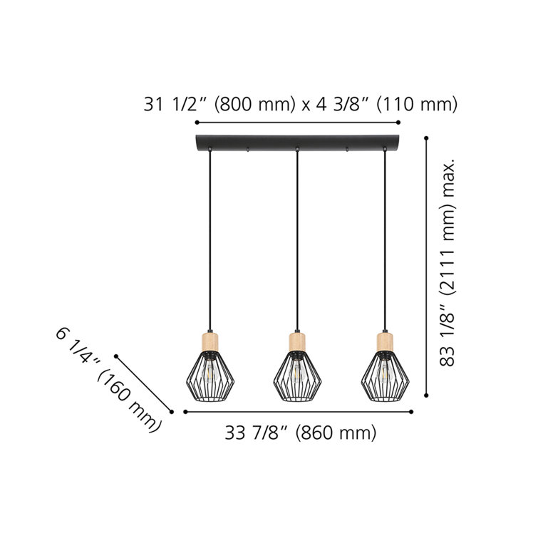 17 Stories 3 Light Kitchen Island Linear Pendant Wayfair